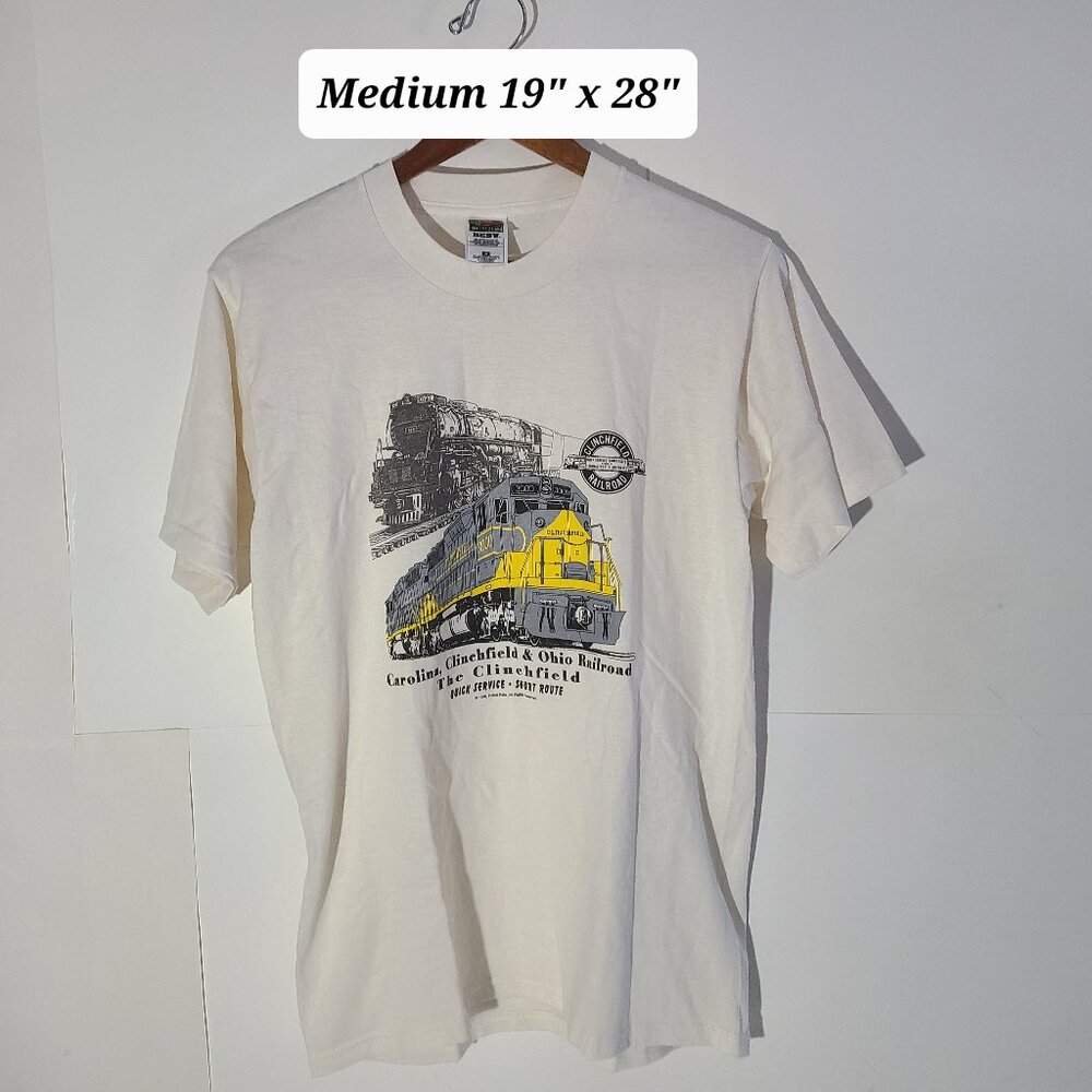 Vintage 90s Carolina Clinchfield & Ohio Railroad Cream Medium T-Shirt